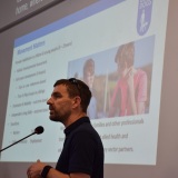 Picture of a member of Guide Dogs during their presentation at the conference