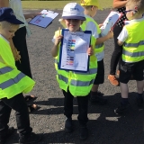 Pupils from class 2 performing a transport survey