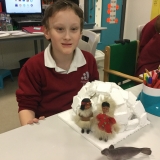 Pupil making igloo