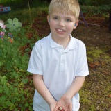 Picture of a pupil holding to brown conkers