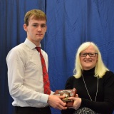 Photograph of Ms Rosaleen Dempsye and a pupil  with their special awards