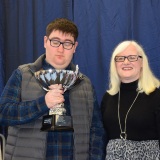 Photograph of Ms Rosaleen Dempsye and a school leaver  with their special awards