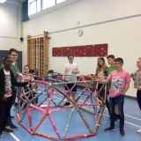 Picture of pupils constructing a geodesic dome