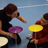 Photograph of a pupil at the circus skills workshop