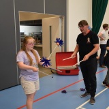 Photograph of a pupil at the circus skills workshop