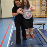 Photograph of a pupil at the circus skills workshop