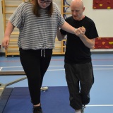 Photograph of a pupil at the circus skills workshop