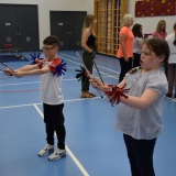 Photograph of pupisl at the circus skills workshop