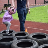 W66Photograph of a pupil on the mini assault course