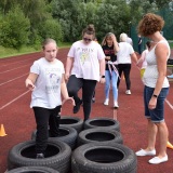 Photograph of pupils on the mini assault course