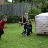 Photograph of pupils playing with the nerf guns