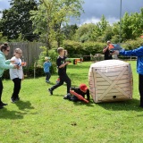 Photograph of pupils playing with the nerf guns