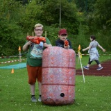 Photograph of pupils playing with the nerf guns