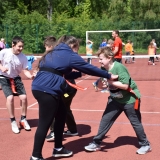 Photograph of pupils during a game of tag rugby