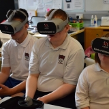 Photograph of pupils using virtual reality googles